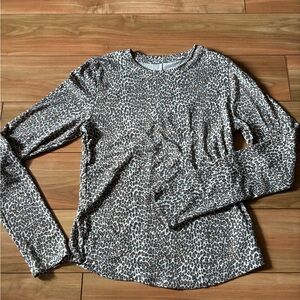 American Eagle Outfitters Long Sleeve Leopard Print Top - Brown & Black